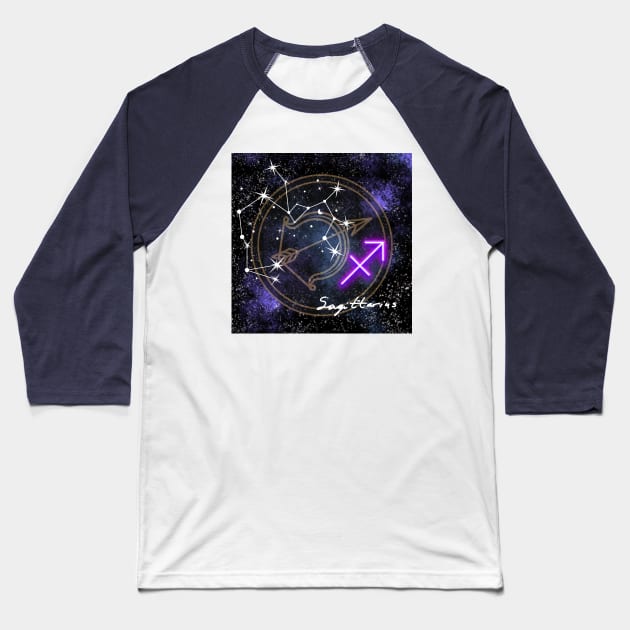 Sagittarius Archer Zodiac Sign Astrology Baseball T-Shirt by AlmostMaybeNever